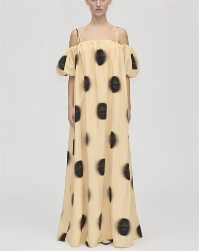 Stine Goya - Romantic Volume Strap Kjole - Dots In Motion